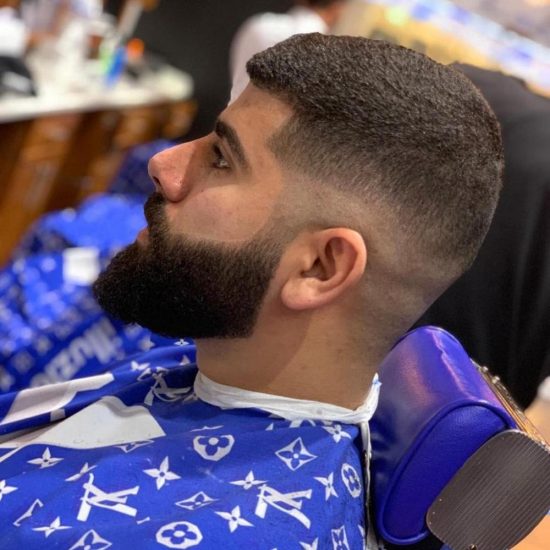 Textured fade with beard - detailed work